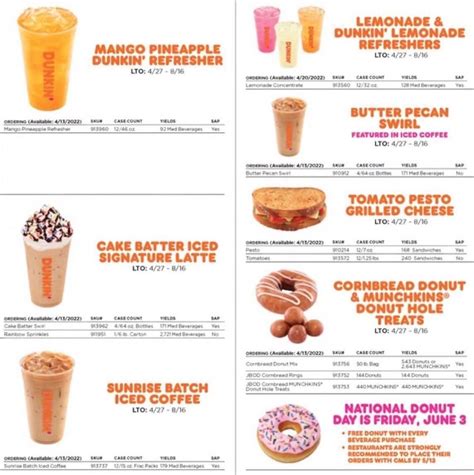 Dunkin' Menu .